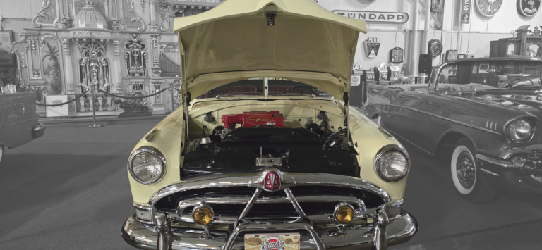 1951 Hudson Hornet with the hood up at Stahls